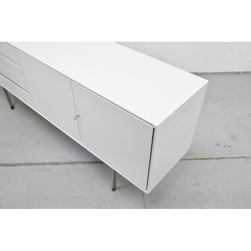 Vintage Scandinavian white sideboard in teak