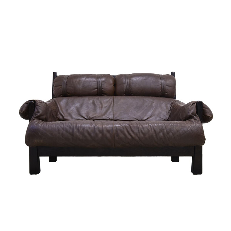 Vintage Dutch 2 -seater sofa in leather by Gerard van den Berg