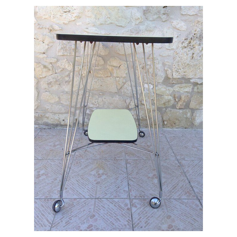 Vintage side table in black and pastel yellow formica