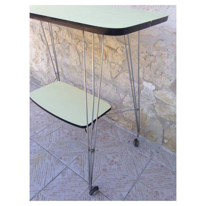 Vintage side table in black and pastel yellow formica