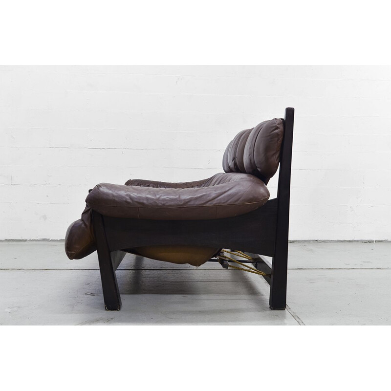 Vintage Dutch 3-seater sofa in leather by Gerard van den Berg