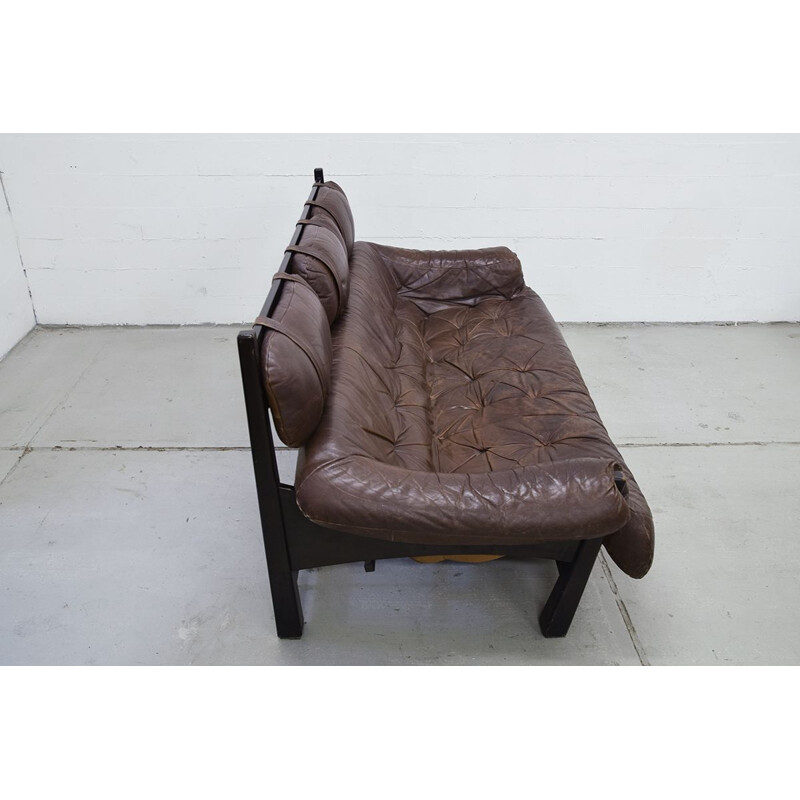 Vintage Dutch 3-seater sofa in leather by Gerard van den Berg