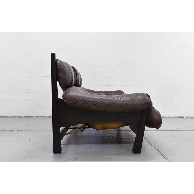 Vintage Dutch 3-seater sofa in leather by Gerard van den Berg