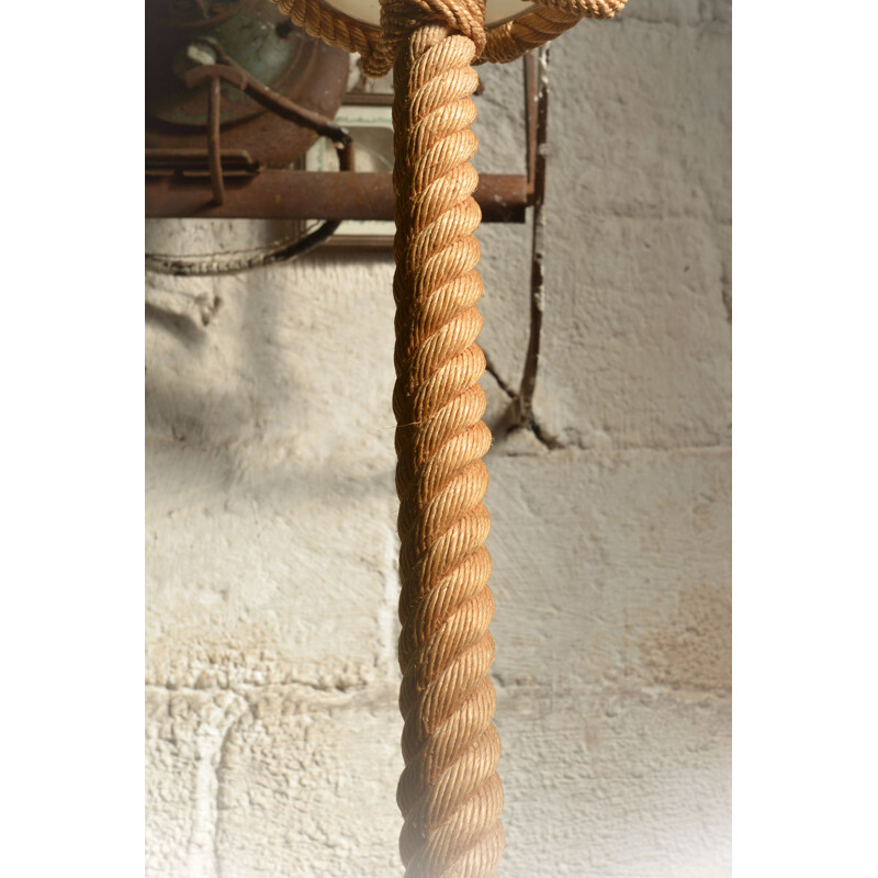 Vintage floor lamp in rope by Audoux & Minet