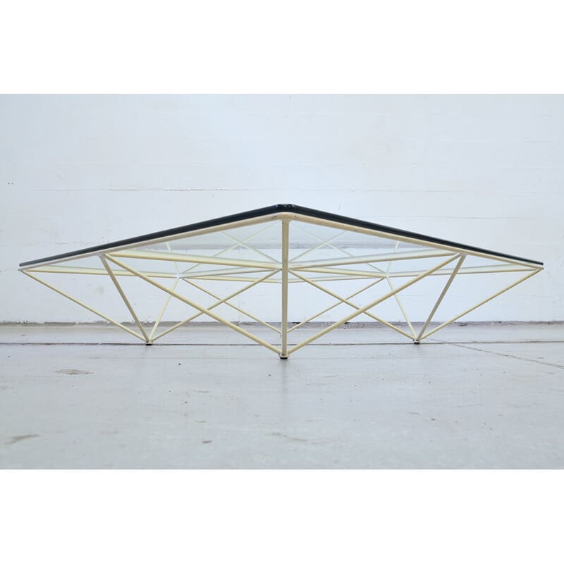 Vintage coffee table "Alanda" in white steel by Paolo Piva for B&B Italia