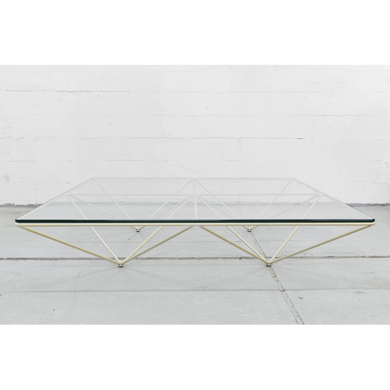 Vintage coffee table "Alanda" in white steel by Paolo Piva for B&B Italia
