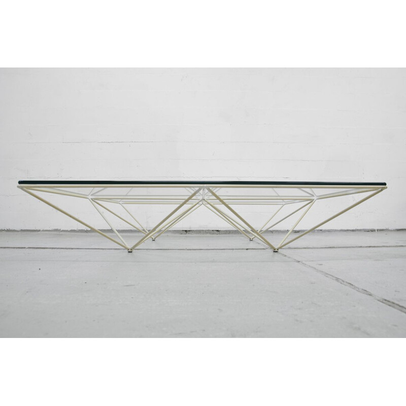 Vintage coffee table "Alanda" in white steel by Paolo Piva for B&B Italia