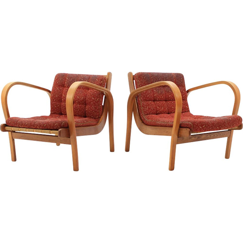 Suite  de 2 fauteuils vintage par Karel Kozelka et Antonín Kropáček