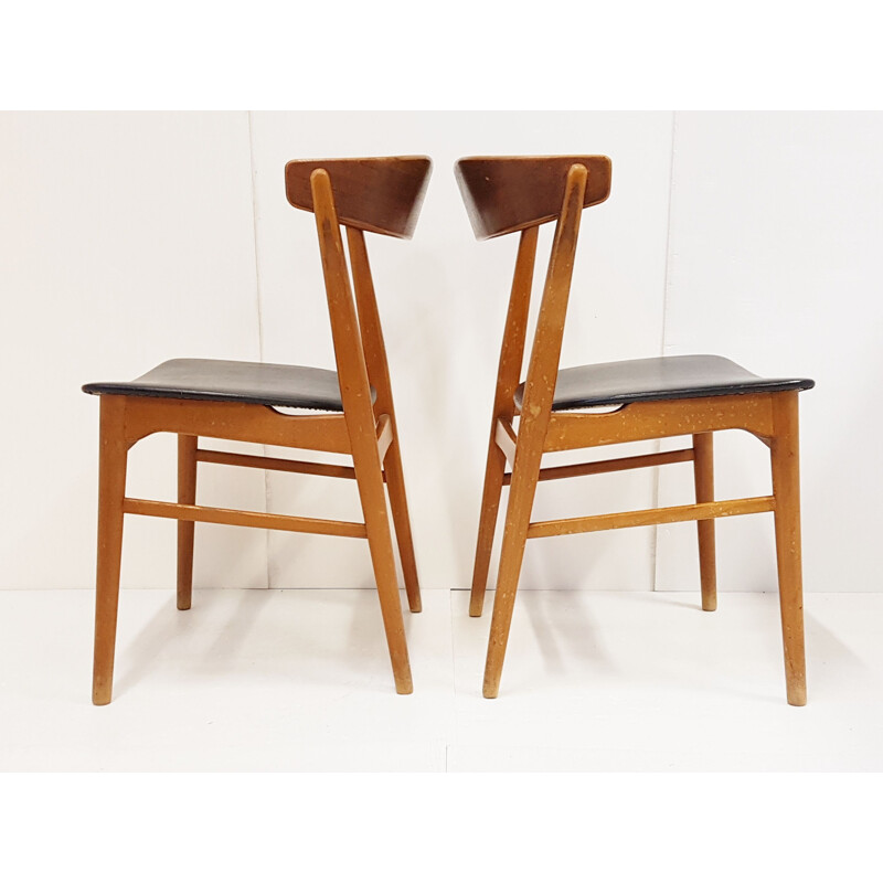 Set of 5 vintage Scandinavian black chairs by Farstrup