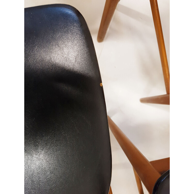 Set of 5 vintage Scandinavian black chairs by Farstrup