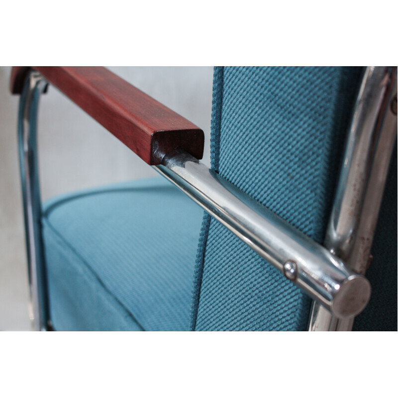 Suite de 2 fauteuils allemands en tube d'acier par Cantilever
