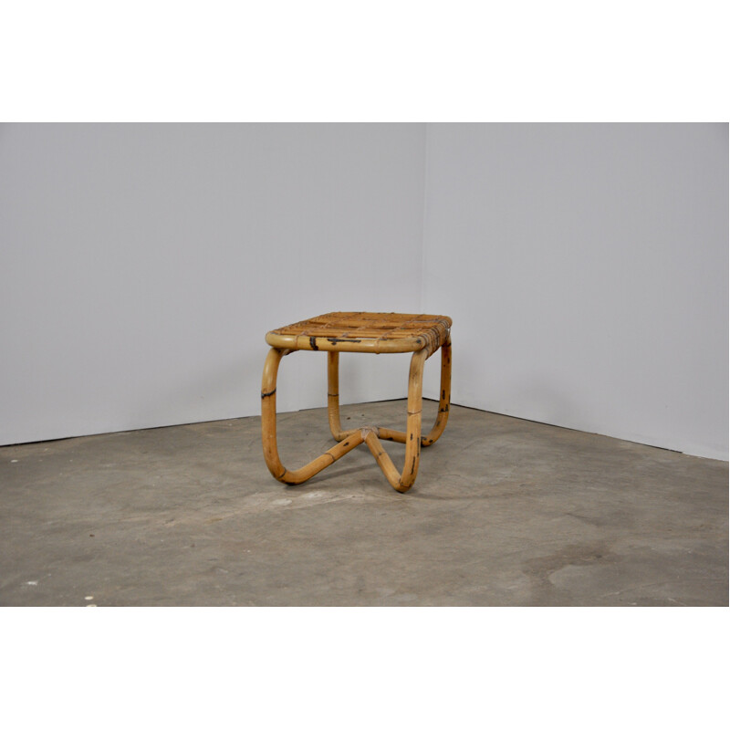 Vintage 2-seater bench in rattan