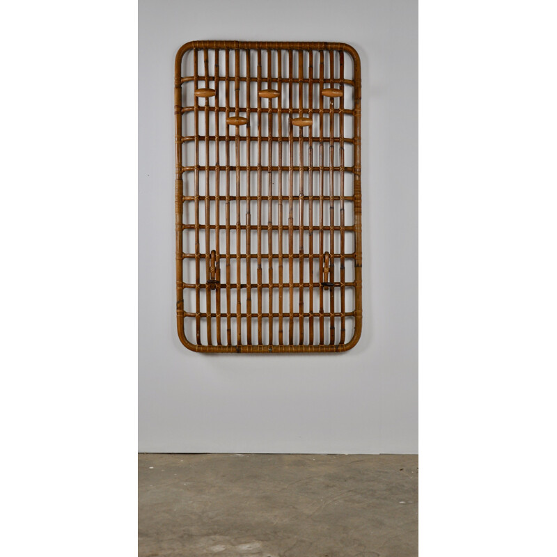 Vintage italian coat rack in rattan