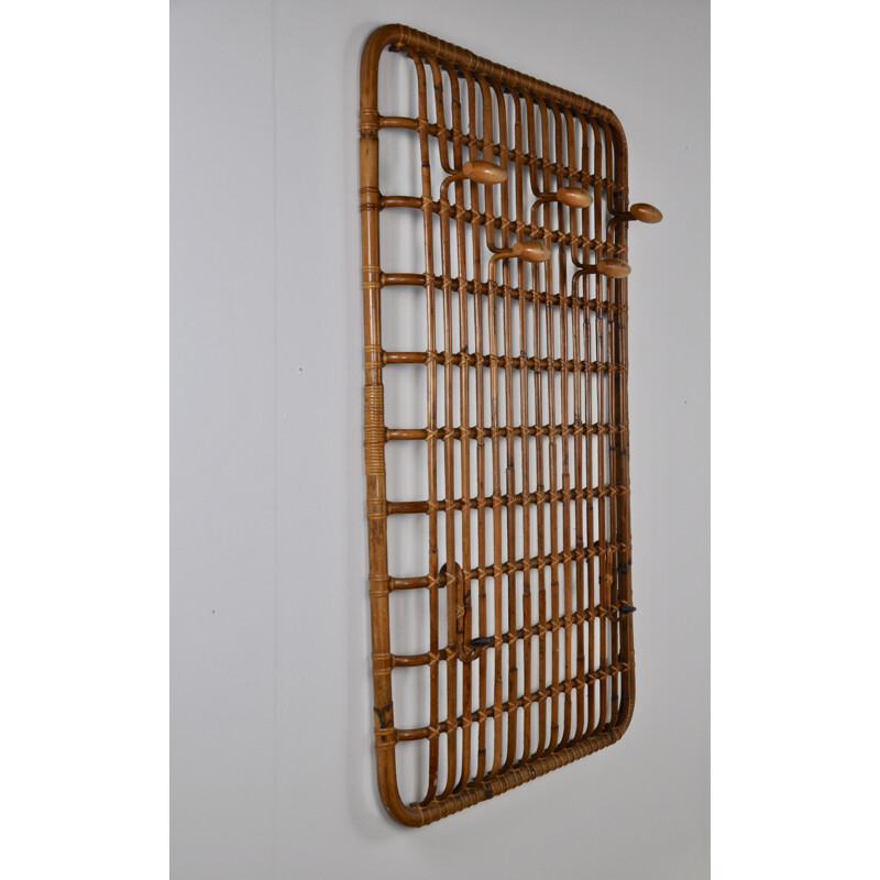 Vintage italian coat rack in rattan