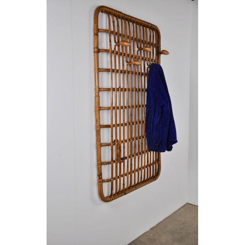 Vintage italian coat rack in rattan