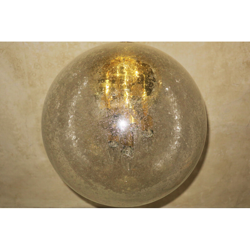 Vintage glass and brass hanging lamp by Doria Leutchen