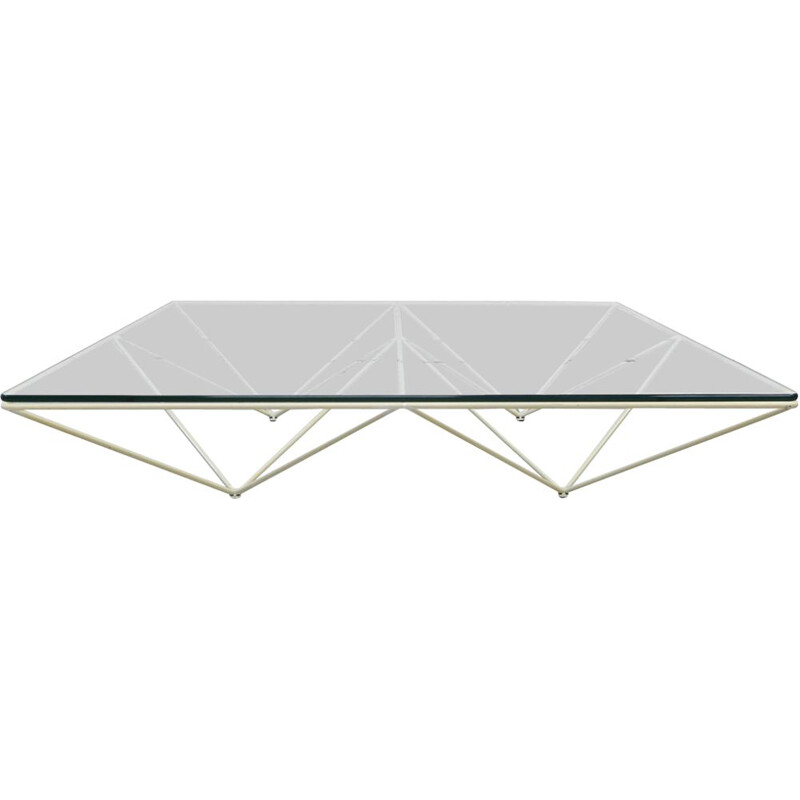 Vintage coffee table "Alanda" in white steel by Paolo Piva for B&B Italia