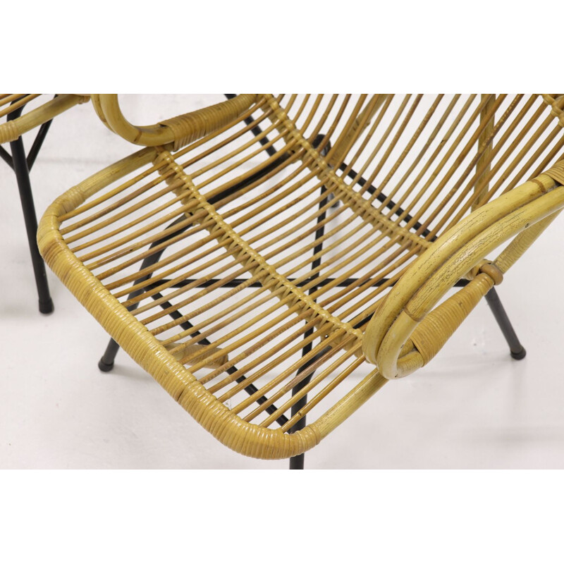 Vintage set of 2 side chairs in rattan by Dirk van Sliedregt