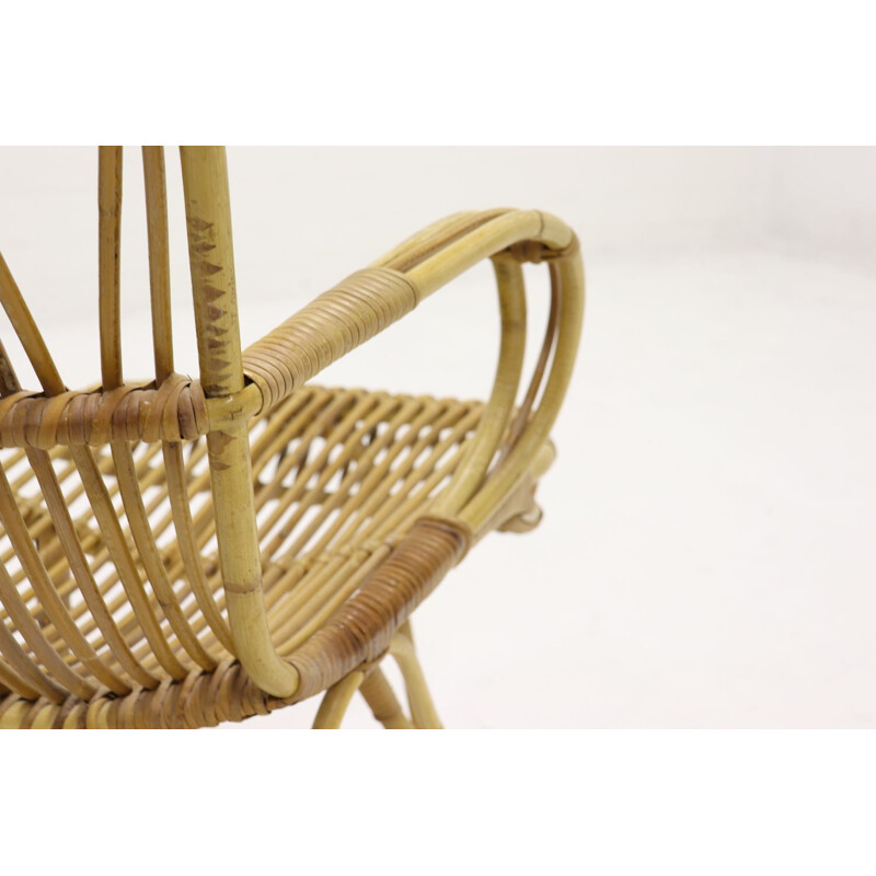 Vintage lounge chair in rattan for Rohé
