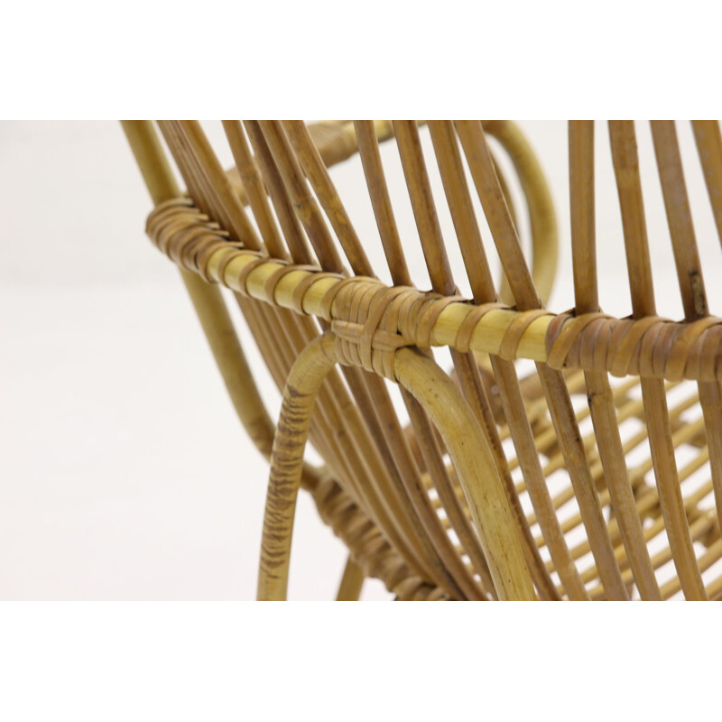 Vintage lounge chair in rattan for Rohé