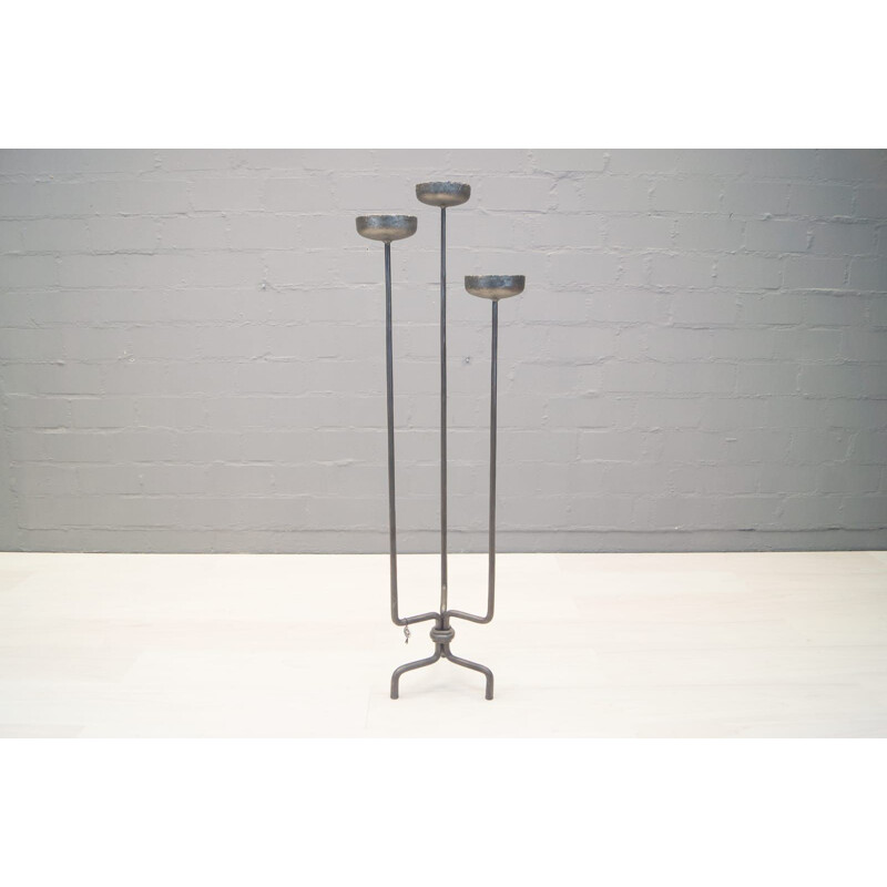Pair of vintage iron candle holders by Manfred Bredohl for Bredohl Design Vulkanschmiede