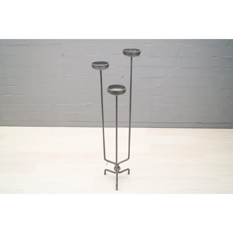 Pair of vintage iron candle holders by Manfred Bredohl for Bredohl Design Vulkanschmiede