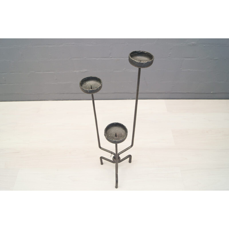 Pair of vintage iron candle holders by Manfred Bredohl for Bredohl Design Vulkanschmiede