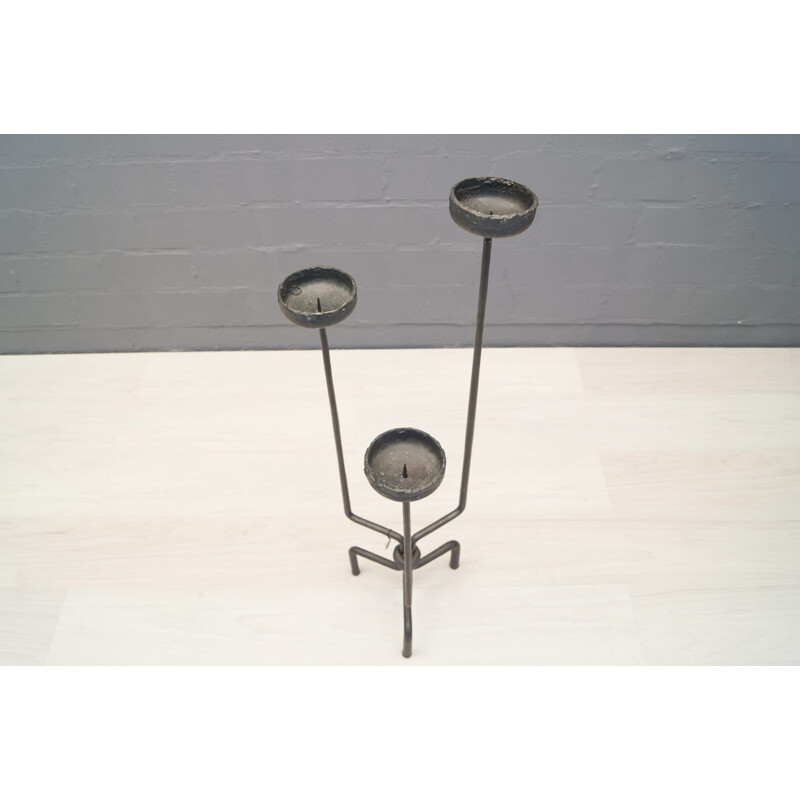 Pareja de candelabros vintage de hierro de Manfred Bredohl para Bredohl Design Vulkanschmiede