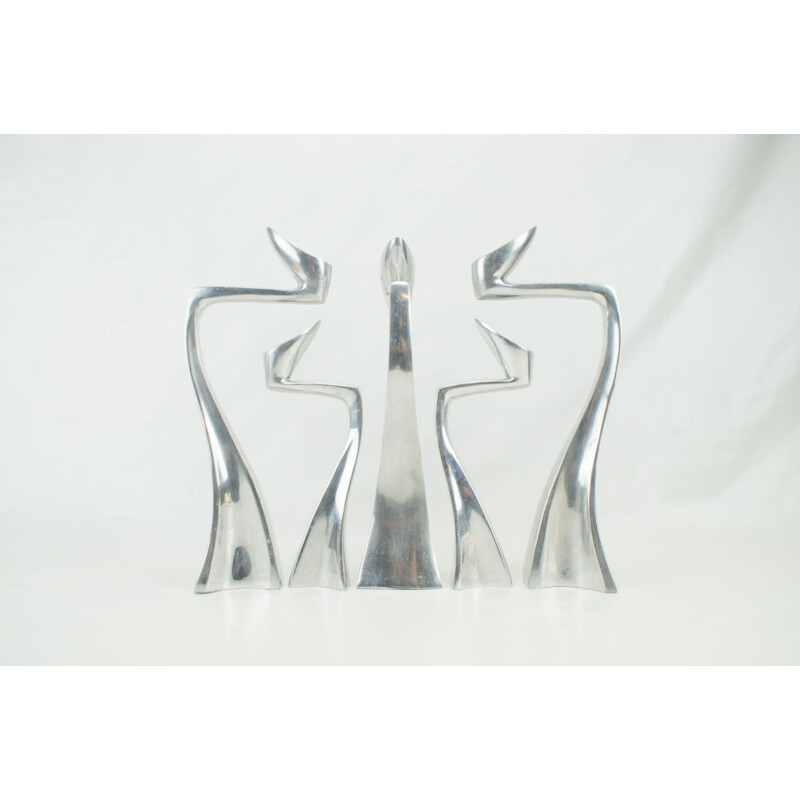 Vintage set of 5 Arclumis candleholders in aluminium by Matthew Hilton for SCP