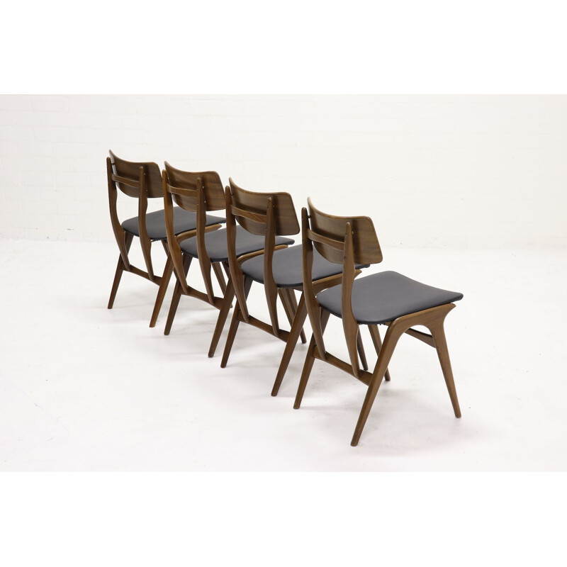 Vintage set of 4 dining chairs in teak by Louis van Teeffelen for Wébé