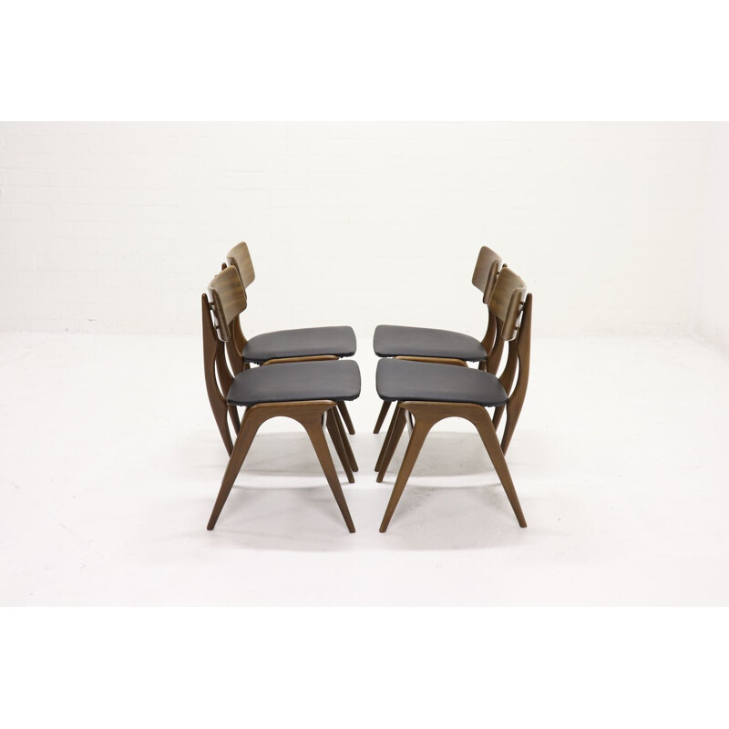 Vintage set of 4 dining chairs in teak by Louis van Teeffelen for Wébé