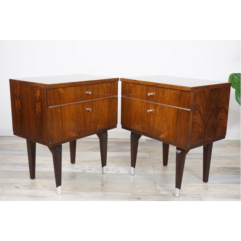 Pair of nightstands in rosewood, 1950