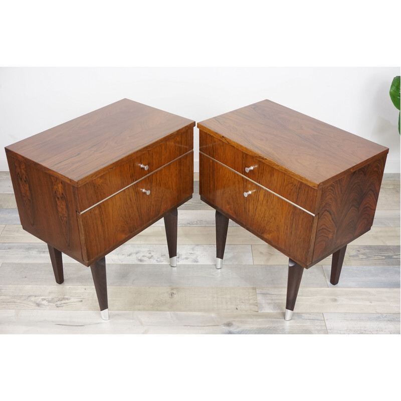 Pair of nightstands in rosewood, 1950