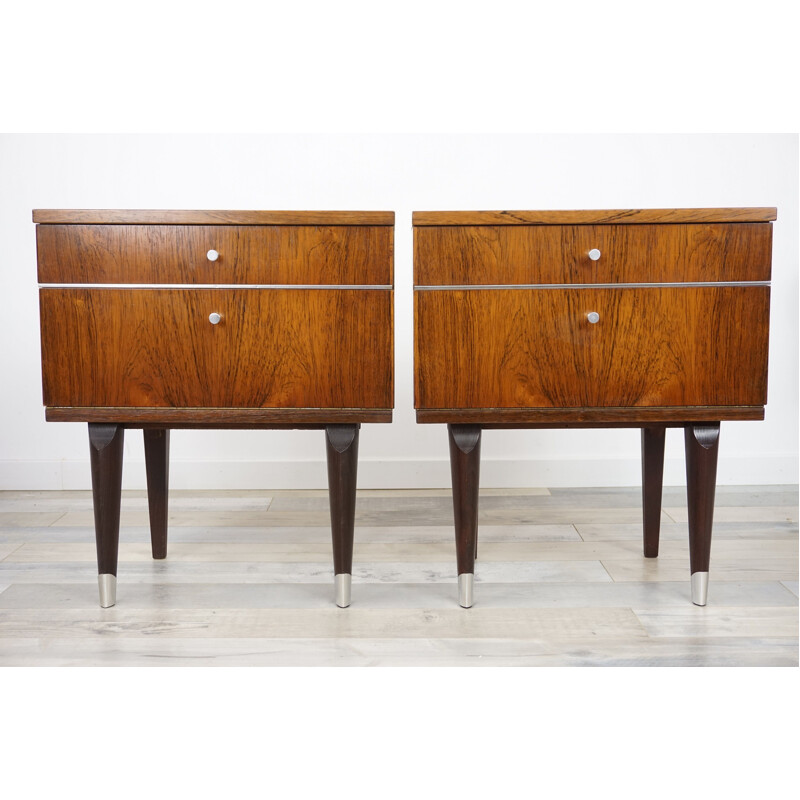 Pair of nightstands in rosewood, 1950