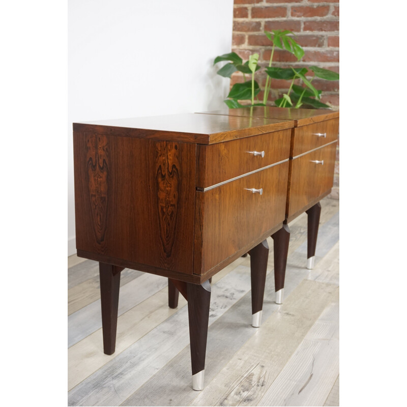 Pair of nightstands in rosewood, 1950