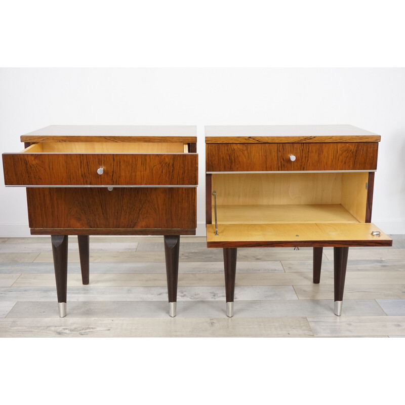 Pair of nightstands in rosewood, 1950