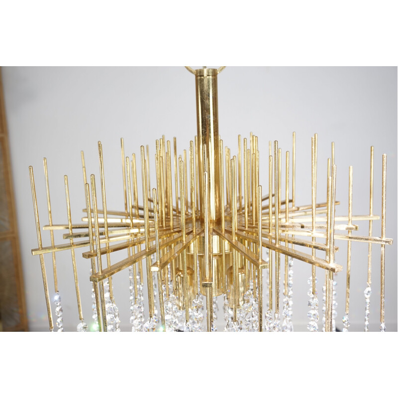 Vintage chandelier in brass and crystal, Holywood Regency 1960s