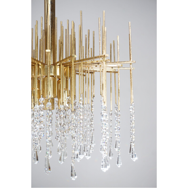 Vintage chandelier in brass and crystal, Holywood Regency 1960s