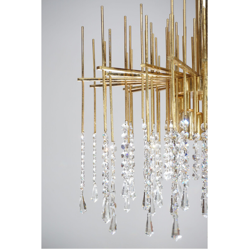 Vintage chandelier in brass and crystal, Holywood Regency 1960s