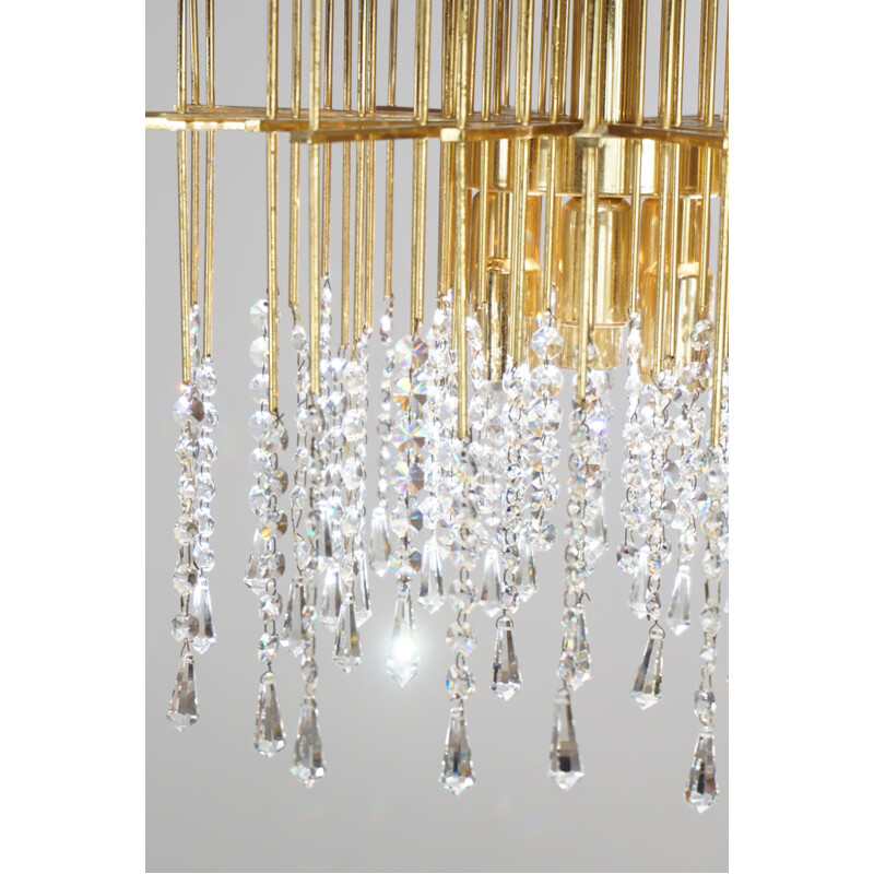 Vintage chandelier in brass and crystal, Holywood Regency 1960s