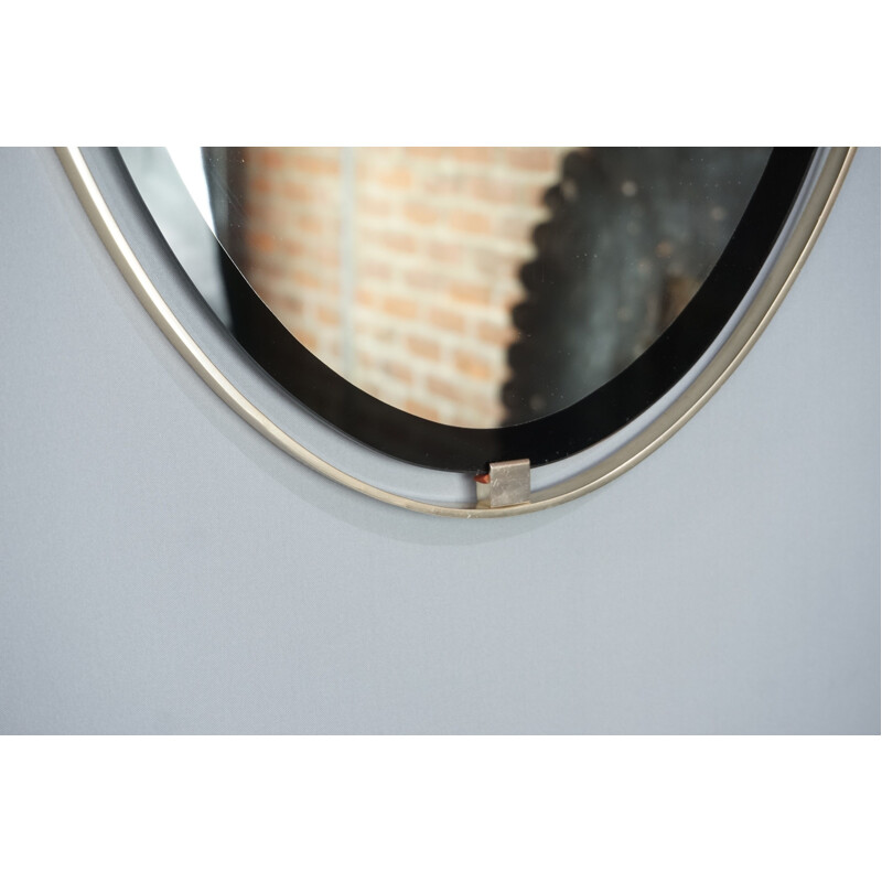 Vintage oval hanging mirror in chrome