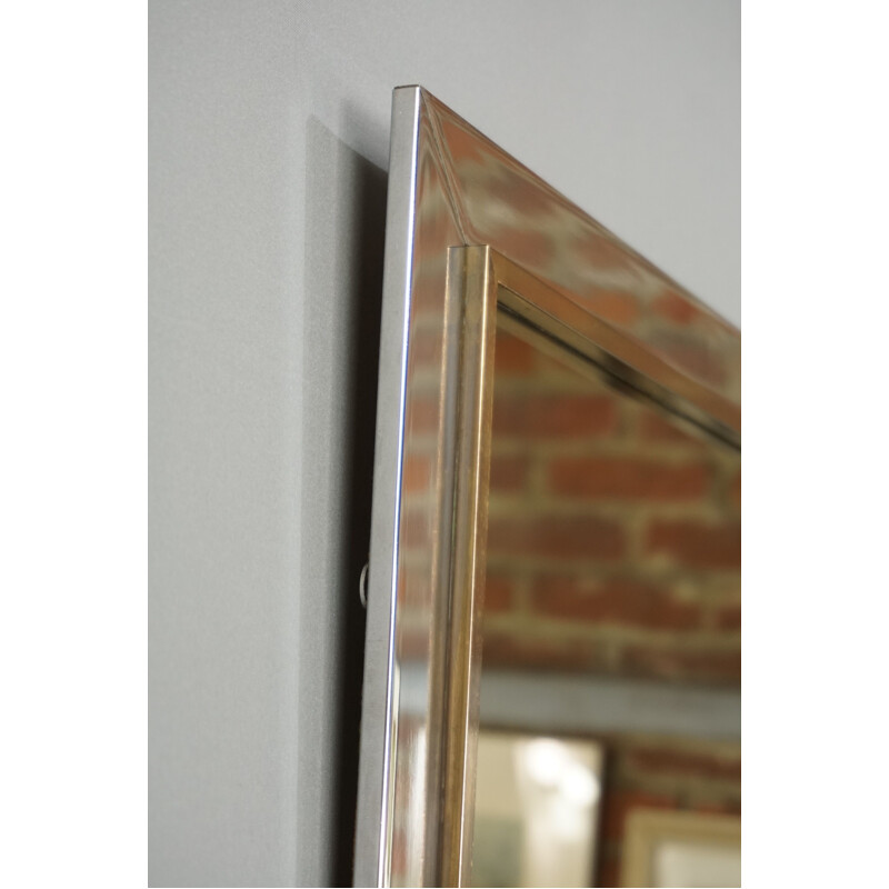 Vintage Belgian mirror in glass and brass by BelgoChrom Design