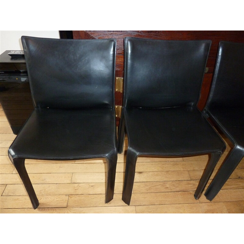 Set of 4 Cab 412 chairs in leather, Mario BELLINI, Cassina edition - 1980s