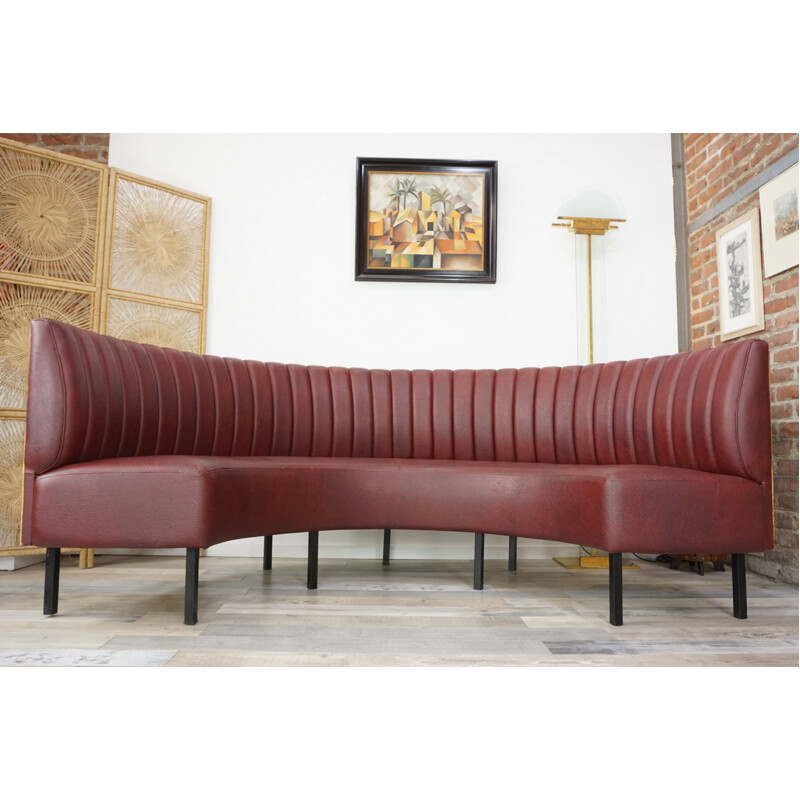 Vintage half moon sofa in metal and leatherette