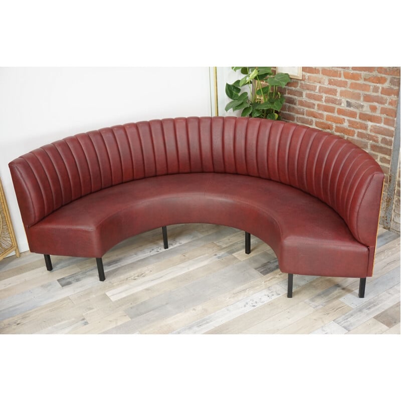 Vintage half moon sofa in metal and leatherette