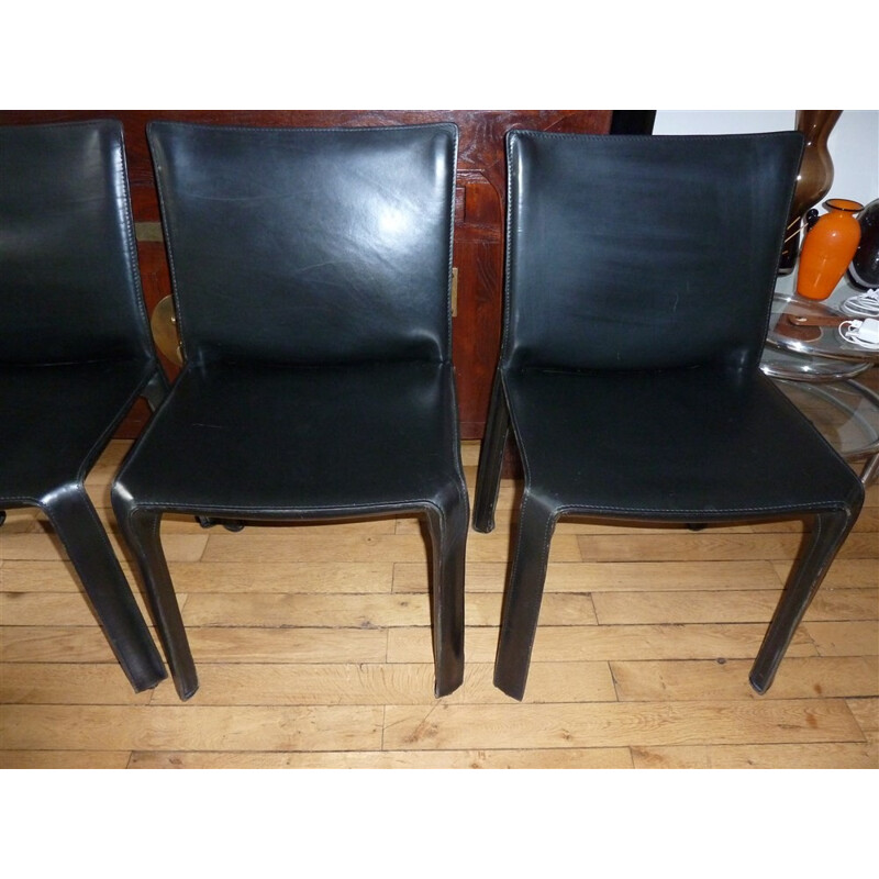 Set of 4 Cab 412 chairs in leather, Mario BELLINI, Cassina edition - 1980s