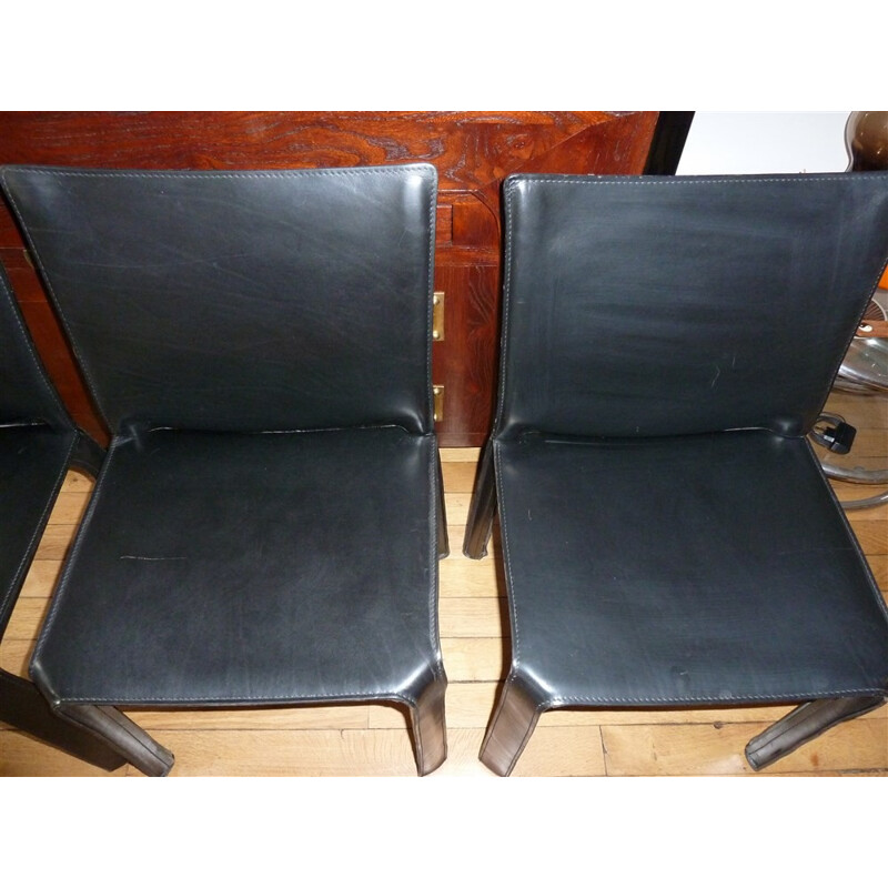 Set of 4 Cab 412 chairs in leather, Mario BELLINI, Cassina edition - 1980s