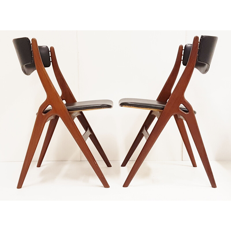 Set of 4 vintage Scandinavian chairs in teak