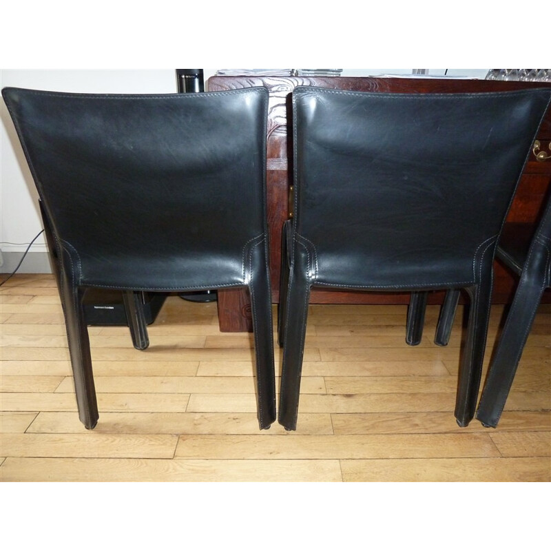 Set of 4 Cab 412 chairs in leather, Mario BELLINI, Cassina edition - 1980s