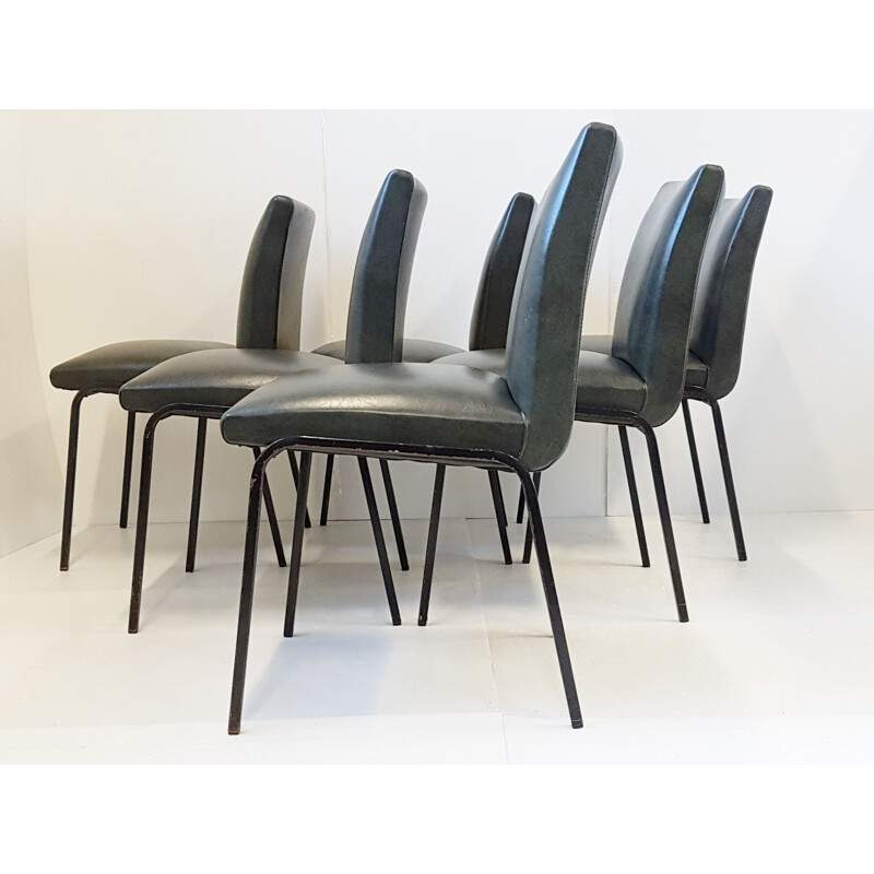 Set of 6 vintage chairs by Pierre Guariche for Meurop